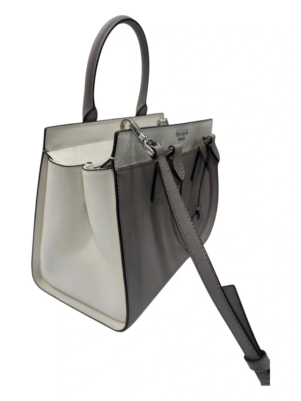 kate spade Gray and Light Gray Colorblock Leather Satchel